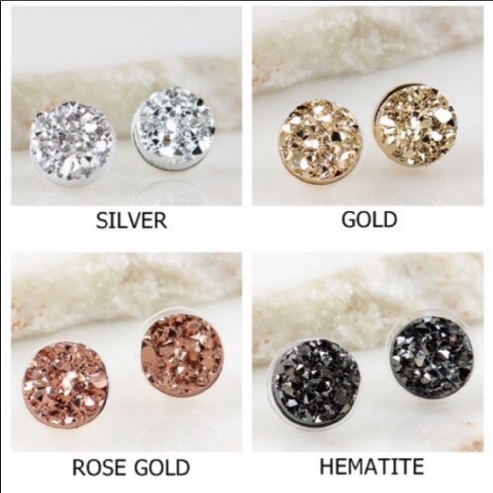 Round druzy earrings - Picture 2 of 2